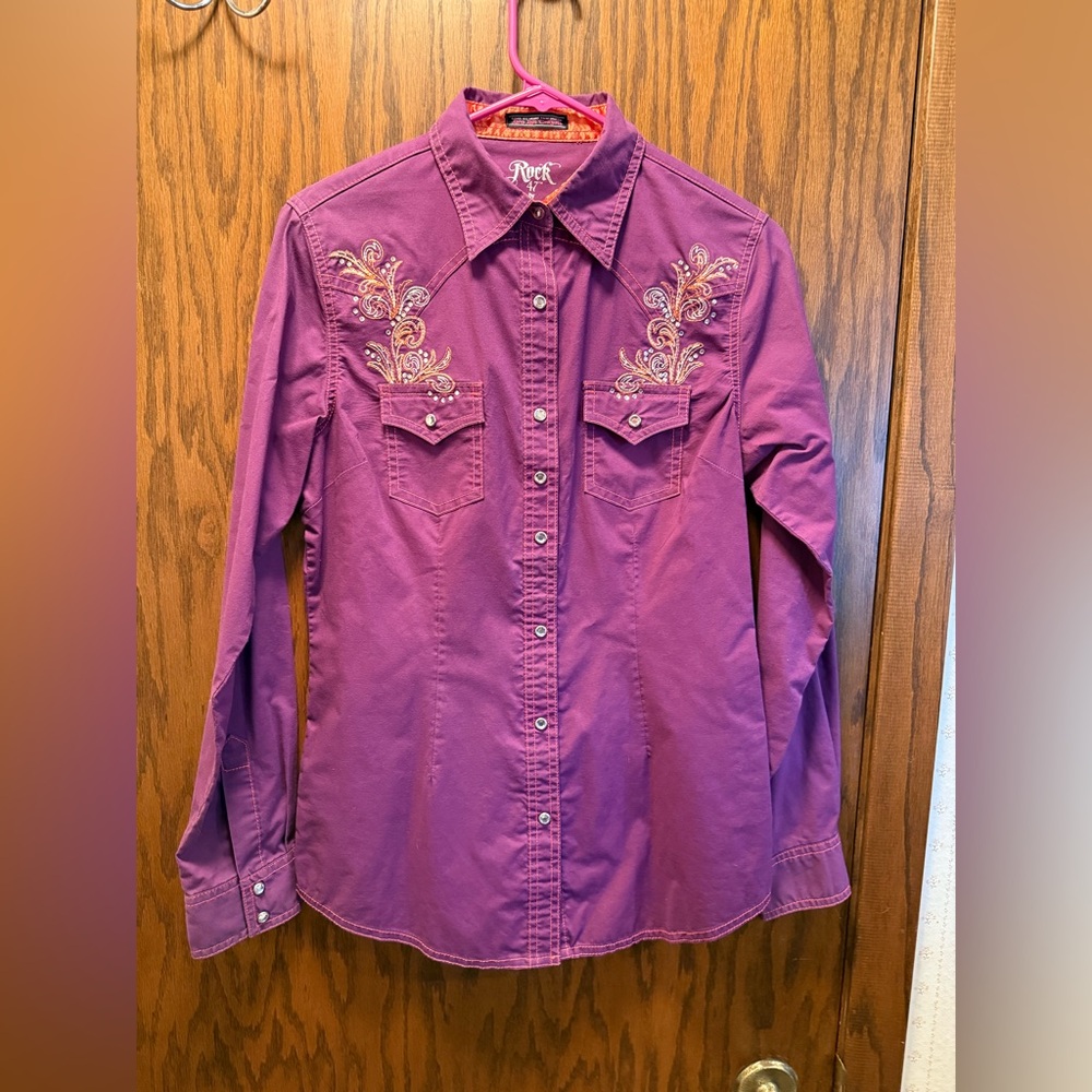 Wrangler Rock 47 Purple and Orange Shirt
